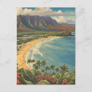 Vintage Style Hawaiian Travel Honolulu Mid-Pacific Holiday Postcard