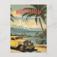 Vintage Style Hawaiian Travel Honolulu Mid-Pacific