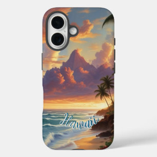 Vintage Style Hawaiian Travel Honolulu Mid-Pacific iPhone 16 Case