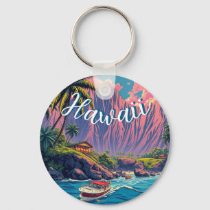 Vintage Style Hawaiian Travel Honolulu Mid-Pacific Key Ring