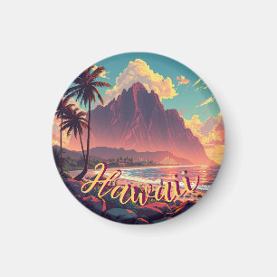 Vintage Style Hawaiian Travel Honolulu Mid-Pacific Magnet