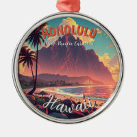 Vintage Style Hawaiian Travel Honolulu Mid-Pacific