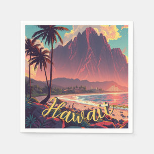 Vintage Style Hawaiian Travel Honolulu Mid-Pacific Napkin