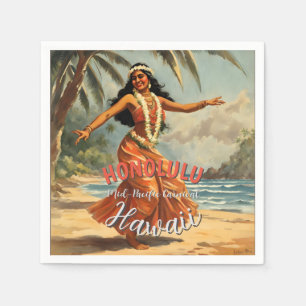 Vintage Style Hawaiian Travel Honolulu Mid-Pacific Napkin