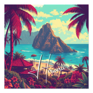 Vintage Style Hawaiian Travel Honolulu Mid-Pacific Photo Print