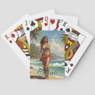 Vintage Style Hawaiian Travel Honolulu Mid-Pacific Playing Cards