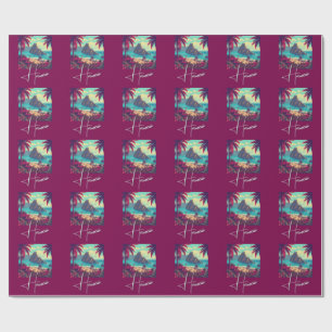 Vintage Style Hawaiian Travel Honolulu Mid-Pacific Wrapping Paper