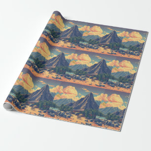 Vintage Style Hawaiian Travel Honolulu Mid-Pacific Wrapping Paper
