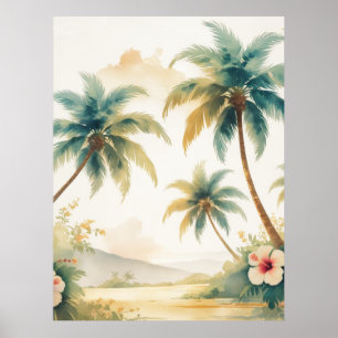 Vintage Style Hawaiian Travel Honolulu Poster
