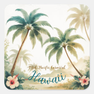 Vintage Style Hawaiian Travel Honolulu Square Sticker