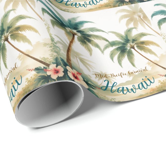 Vintage Style Hawaiian Travel Honolulu Wrapping Paper (Roll Corner)