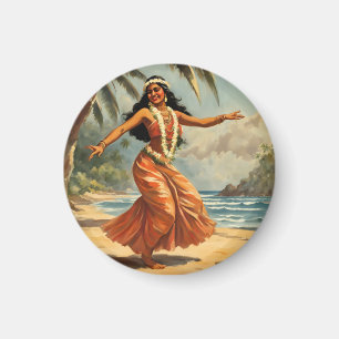 Vintage Style Hawaiian Travel Hula Girl Dancing Magnet