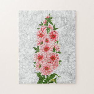 Vintage Style Hollyhock Flower Puzzle