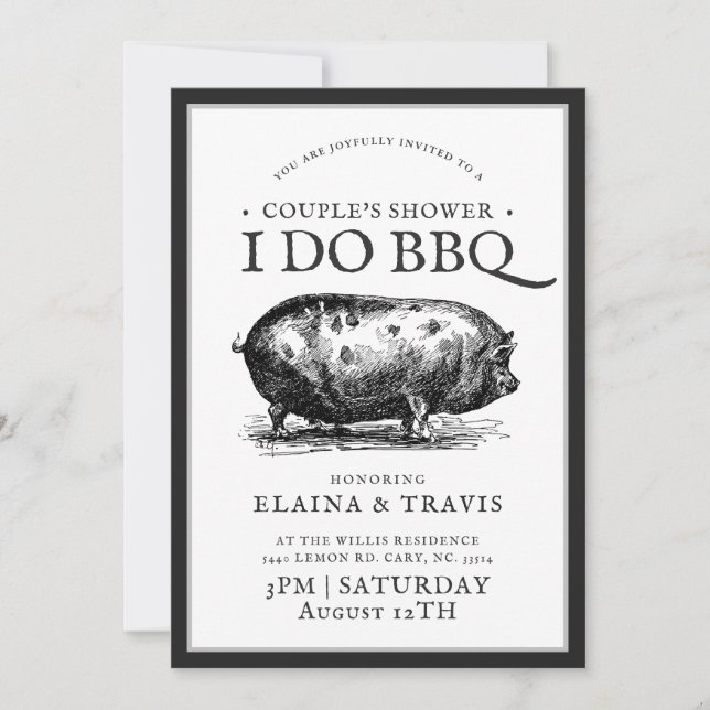 Vintage Style | I Do BBQ  | Couple's Shower Invitation (Front)