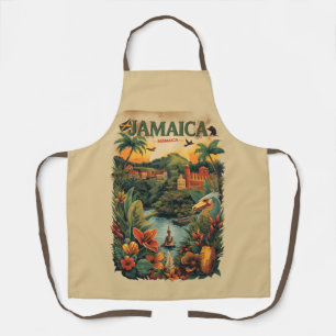 Vintage Style Jamaica Travel Illustration Apron