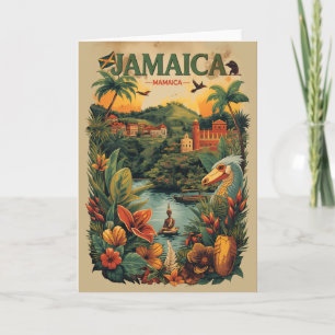 Vintage Style Jamaica Travel Illustration Card