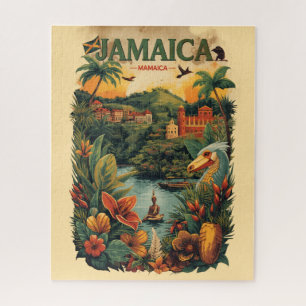Vintage Style Jamaica Travel Illustration Jigsaw Puzzle