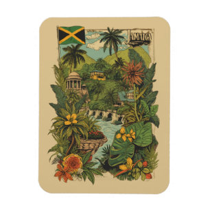 Vintage Style Jamaica Travel Illustration Magnet