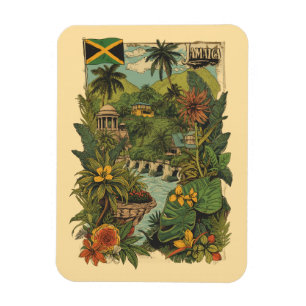 Vintage Style Jamaica Travel Illustration Magnet
