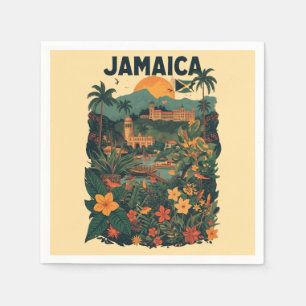 Vintage Style Jamaica Travel Illustration Napkin