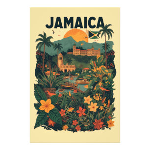 Vintage Style Jamaica Travel Illustration Photo Print
