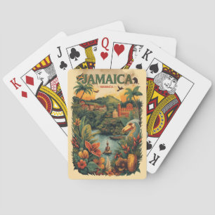 Vintage Style Jamaica Travel Illustration Playing Cards