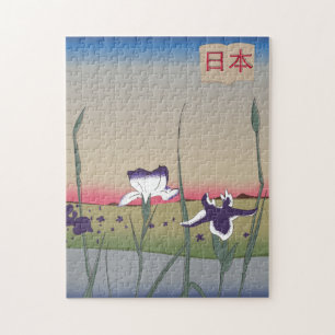 Vintage Style Japan Flowers Jigsaw Puzzle