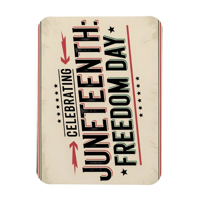 Vintage Style Juneteenth Celebration Typography Magnet (Vertical)