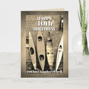 vintage style kayak Birthday humour to personalise Card