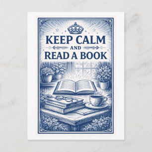 Vintage-Style "Keep Calm" Reading Postcard