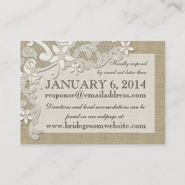 Vintage Style Lace Design Insert card (Front)