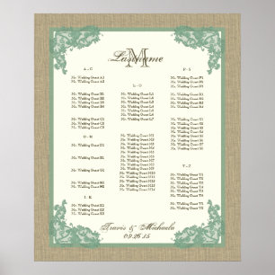 Vintage Style Lace Design Sage Green AZ Poster