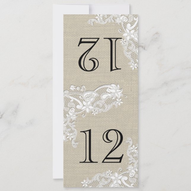 Vintage Style Lace Design Table Number (Front)