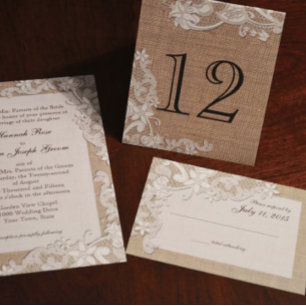 Vintage Style Lace Design Table Number
