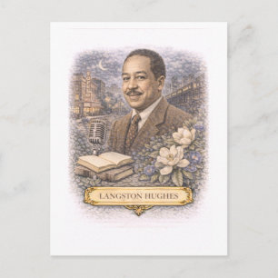 Vintage-Style Langston Hughes Writer Postcard