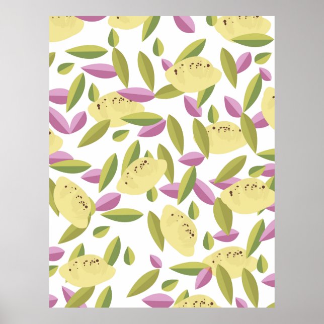 Vintage style lemon pattern poster (Front)