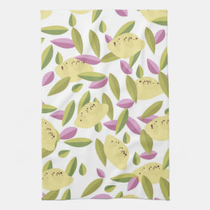 Vintage style lemon pattern tea towel