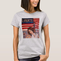 Vintage Style Liberté Portrait with American Flag