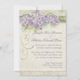 Vintage Style Lilac Hydrangea - Wedding Invitation