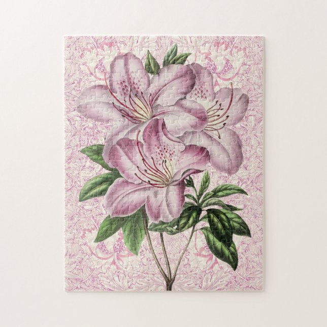 Vintage Style Lily Bunch Mauve Pink Puzzle (Vertical)