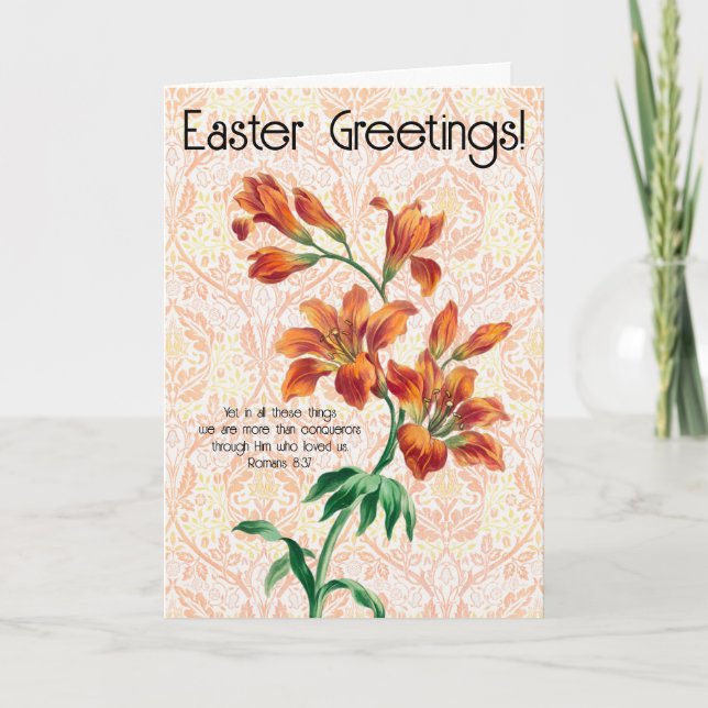Vintage Style Lily Flower Faith Easter Card (Front)