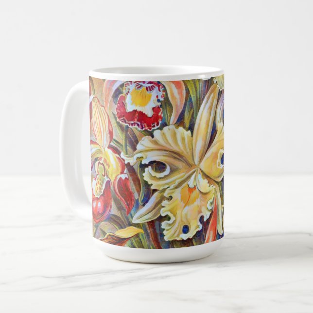Vintage Style Lily Flower Floral Pattern Mug Cup (Front Left)