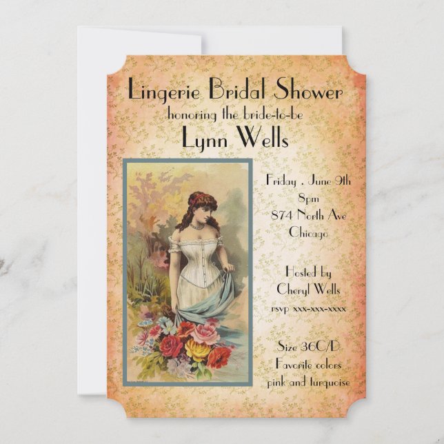 Vintage Style Lingerie Bridal Shower Invitation (Front)