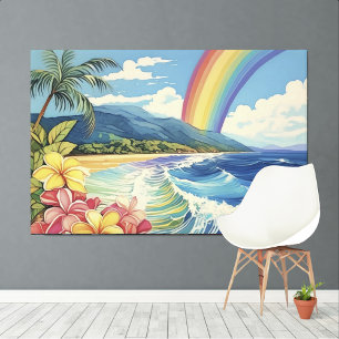 Vintage style lithograph Tropical XL art Canvas Print