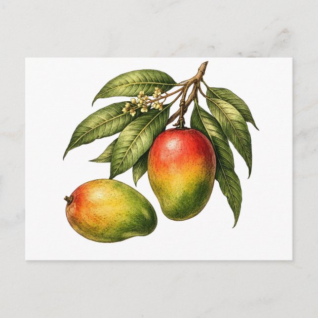 Vintage Style Mango Fruit Branch  Postcard (Front)