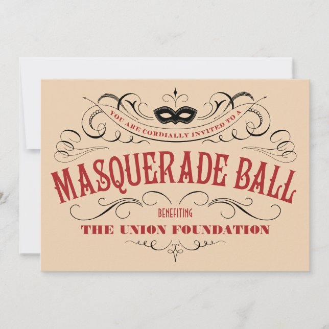 Vintage Style Masquerade Ball Invitations (Front)