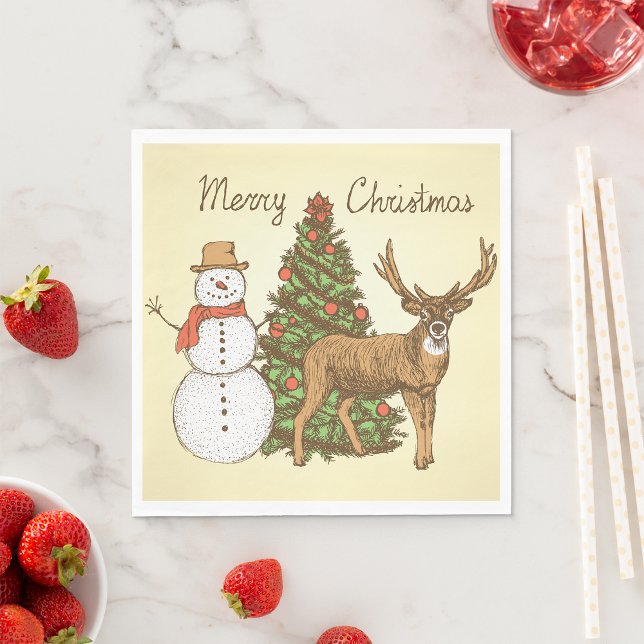 Vintage Style Merry Christmas Napkin (Creator Uploaded)
