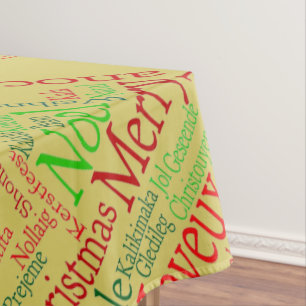 Vintage Style Merry Christmas Translation Word  Tablecloth