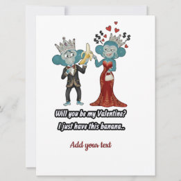 Vintage style monkey couple art holiday card