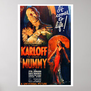 Vintage Style Monster Movie Poster Mummy